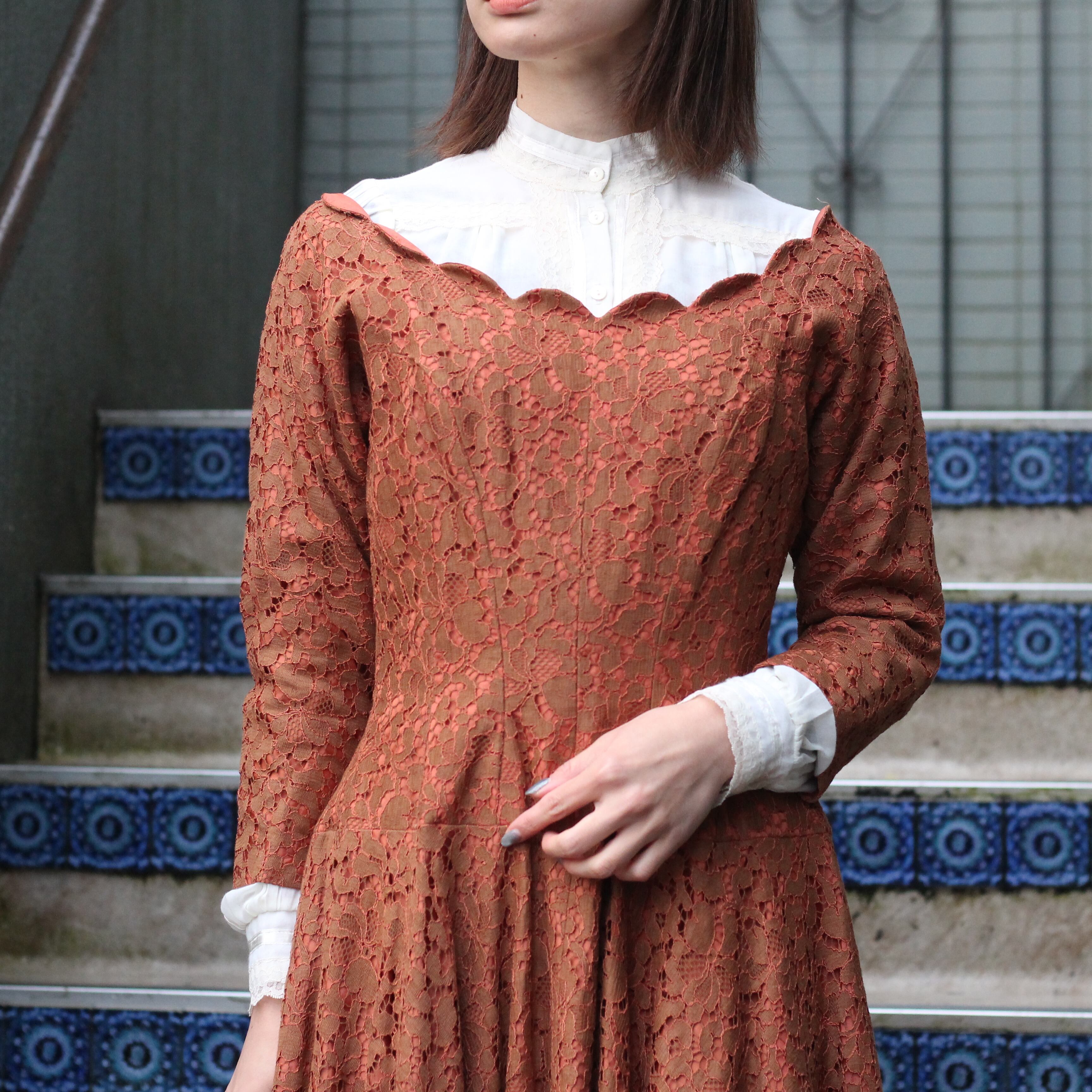SPECIAL ITEM* 60's USA VINTAGE LACE DESIGN DRESS ONE PIECE SPECIAL ITEM* 60's USA VINTAGE LACE DESIGN DRESS ONE PIECE