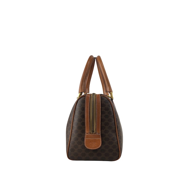 CELINE セリーヌ マカダム ハンドバッグ ブラウン プレートロゴ レザー ミニボストン vintage ヴィンテージ オールド ryhn5t