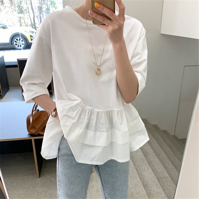 Tiered Frill Half-sleeve T-shirt TO0988