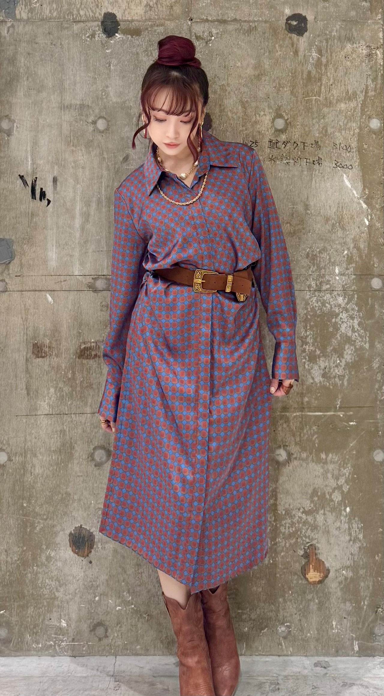 SIHI サイドシャーリングシャツワンピース