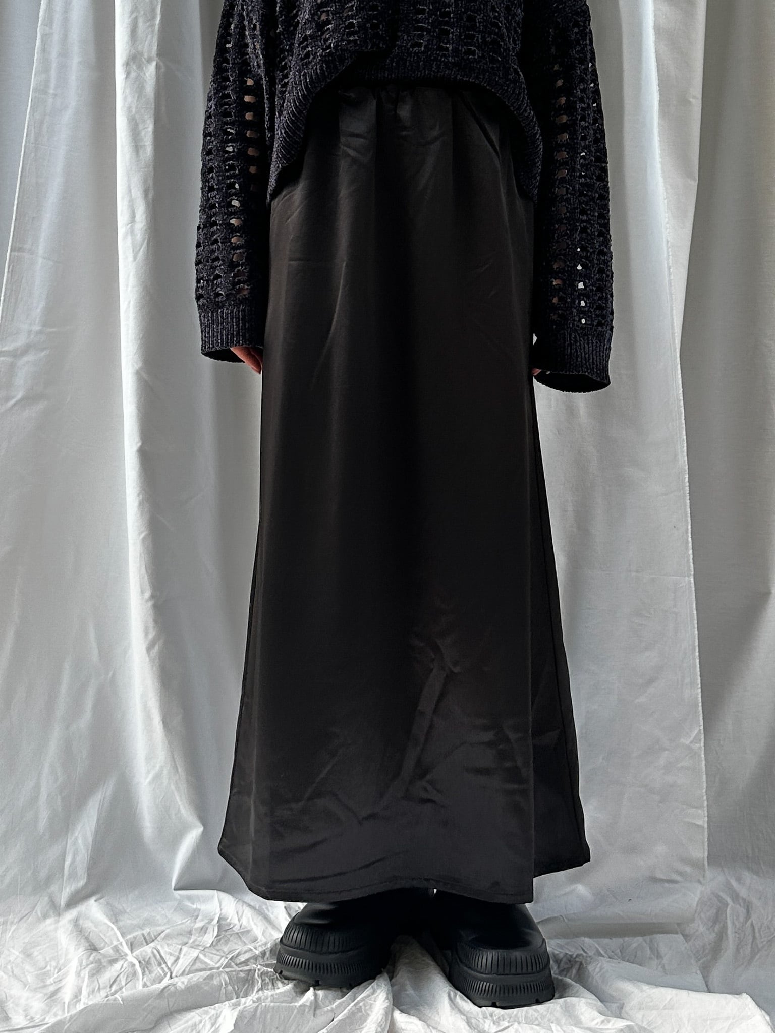 SATIN SEMI-FLARE SKIRT(ｻﾃﾝｾﾐﾌﾚｱｽｶｰﾄ)【7533197】 | CIEL'AIR