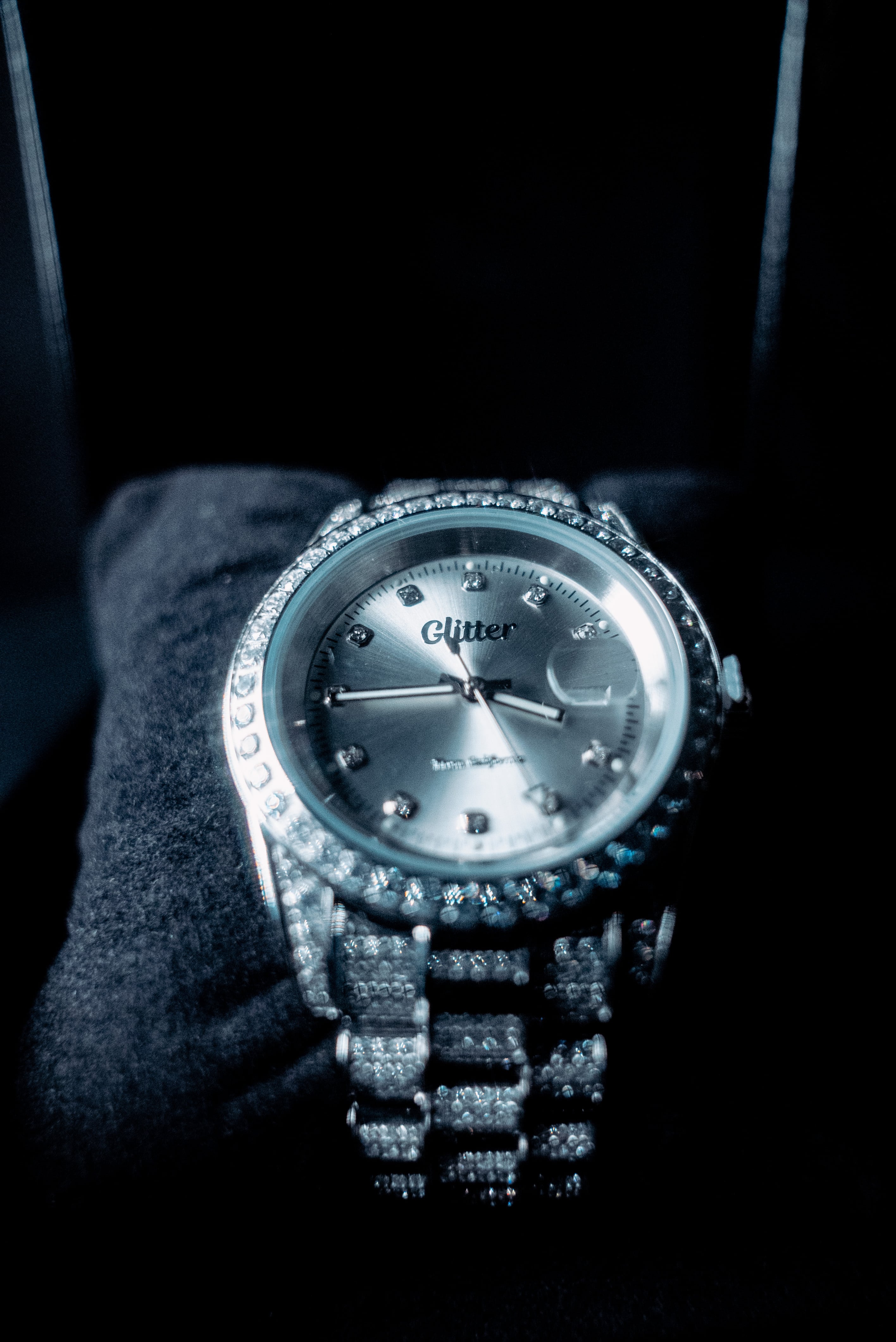 Iced California Watch 【SILVER / SILVER】 | Glitter Iced California Watch 【SILVER / SILVER】 | Glitter