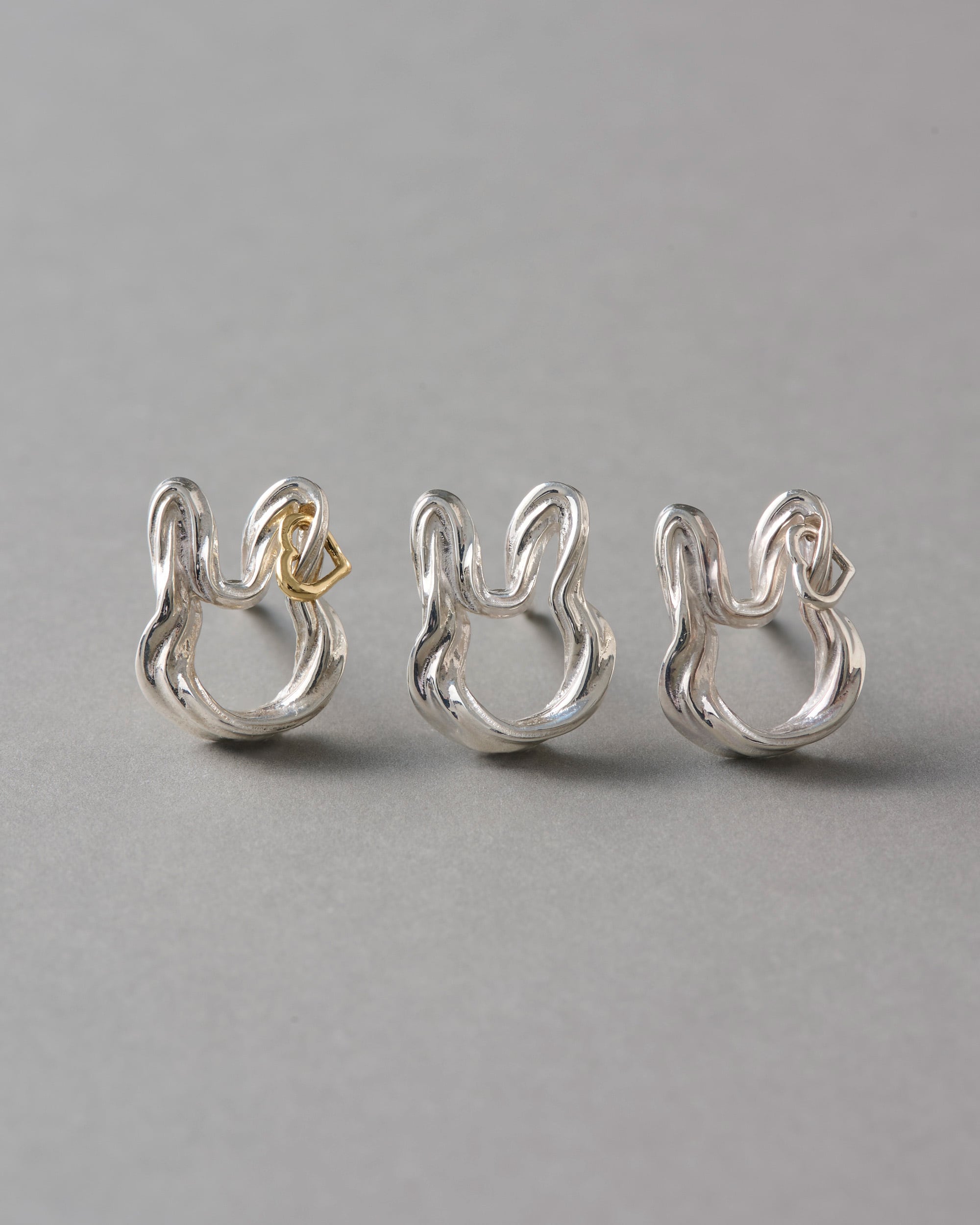 ホイップうさぎ ハートピアスつきearring SILVER925 × K18YellowGold