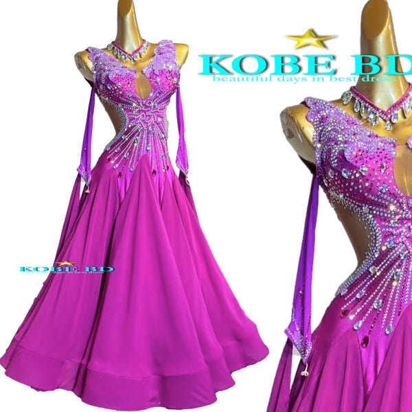 社交ダンスドレス スタンダードドレス⭐️イージーオーダードレス(マゼンダ/紫系ピンク系)【商品番号 AI- 22128】