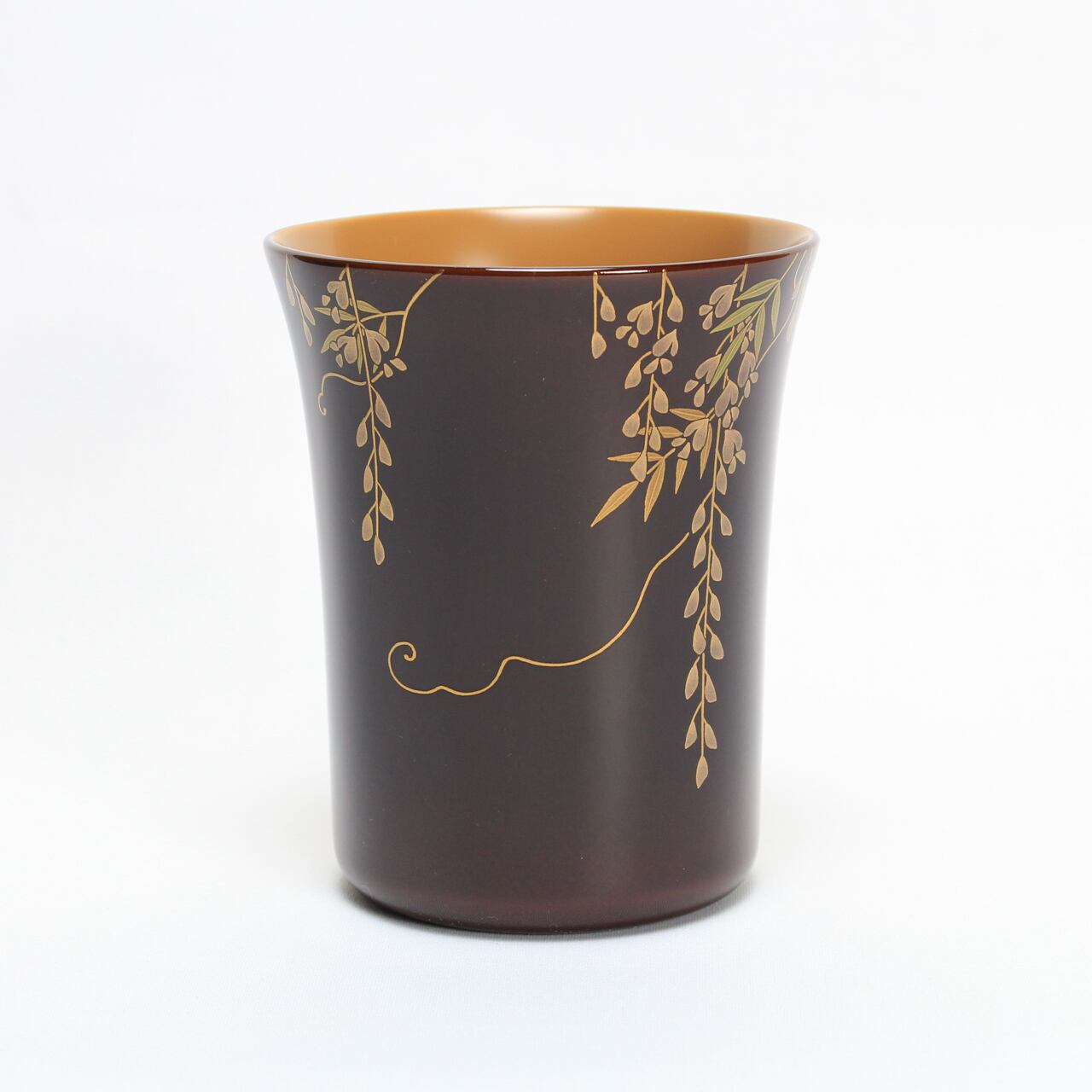 048-マグカップ 持手無 古代溜内白朱合塗 藤蒔絵