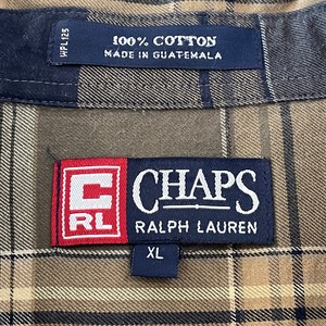 【CHAPS】 チェック 柄シャツ 秋色 長袖シャツ アメリカ古着 XL