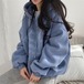 パーカー フード付きセーターの女性2024新しい女性の緩い秋と冬は厚くなり中綿入りジャケットのトップス