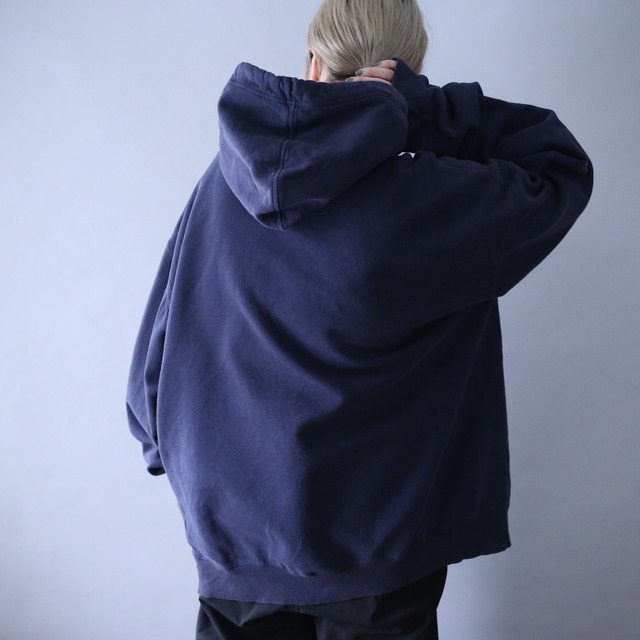 "Champion" dark navy color over silhouette sweat parka