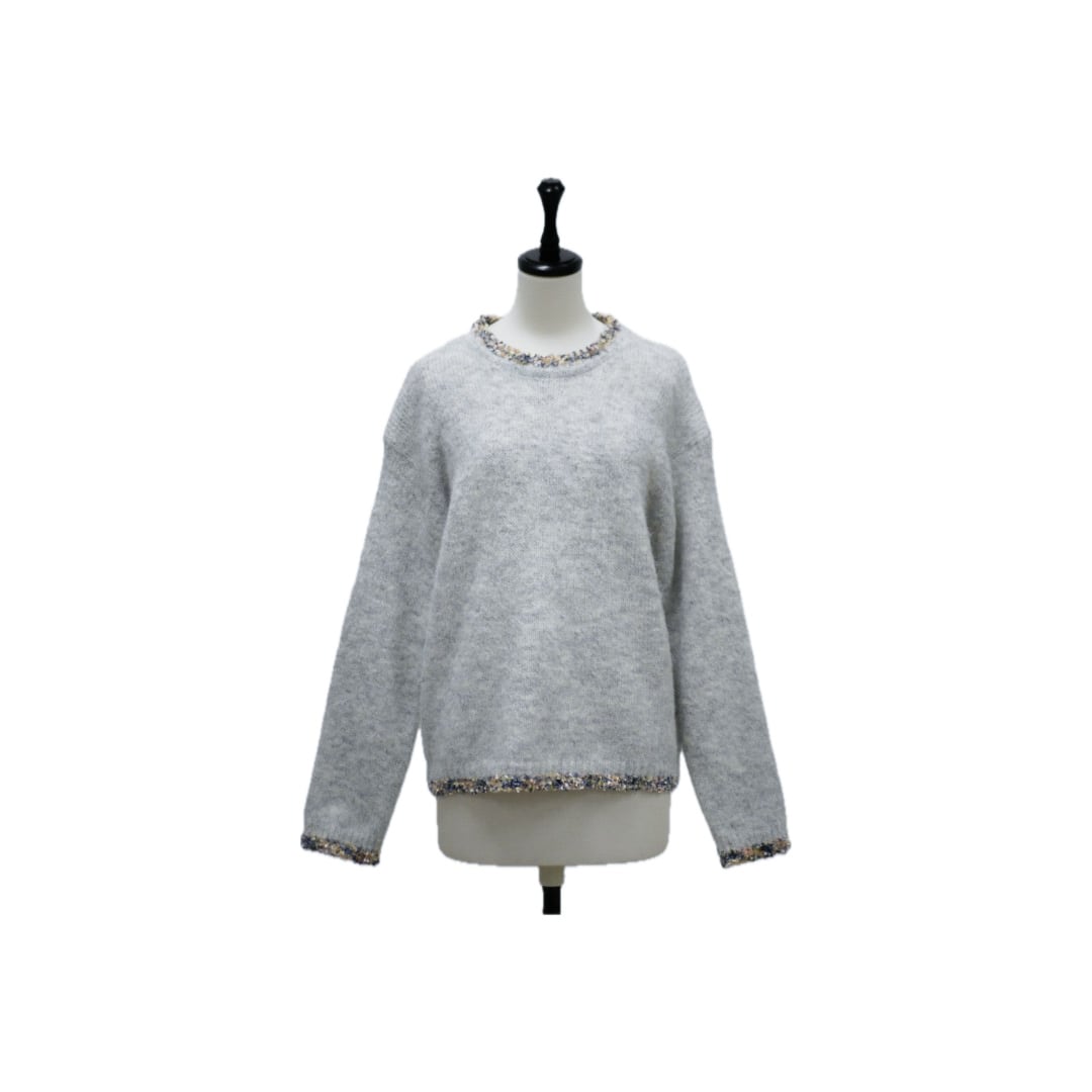 Boucle mix knit pullover
