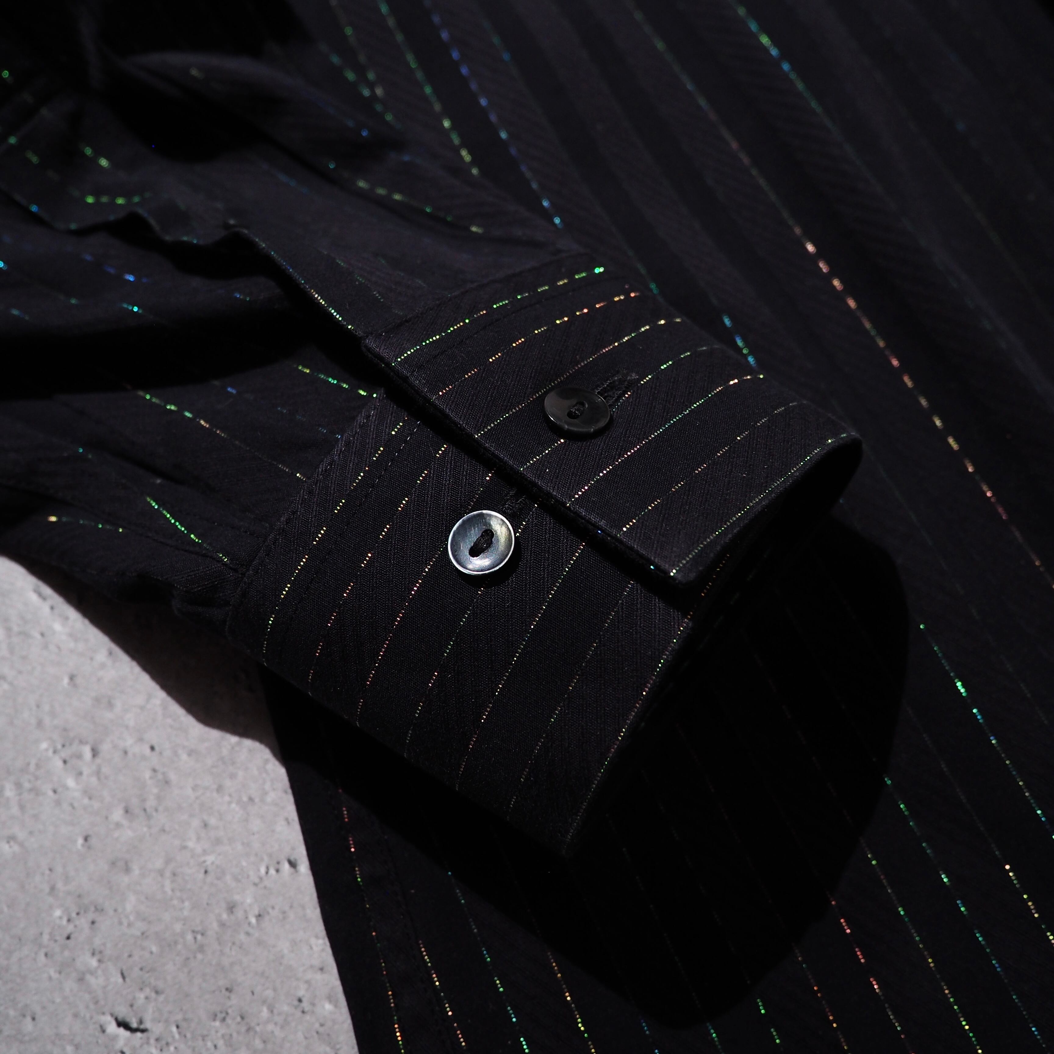 Beautiful Lame line Embroidery Black stripe Dress Shirt