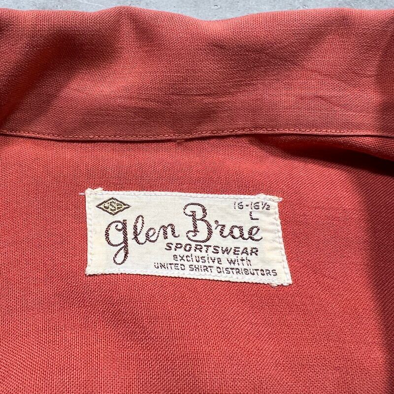 50's Glen Brae SPORTSWEAR レーヨンオープンカラーシャツ 開襟 平織