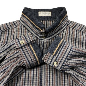 GIANNI VERSACE knit switching cotton shirt