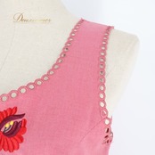 フォークダンス 衣装上下セット ピンク系 AURORA ベスト スカート 刺繍 花 花柄 カラフル 赤 青 緑 黄 淡い かわいい チロリアン チロルスカート カントリー トップス ダンス衣装 イベント レッスン レッド系 ブルー系 グリーン系 イエロー系