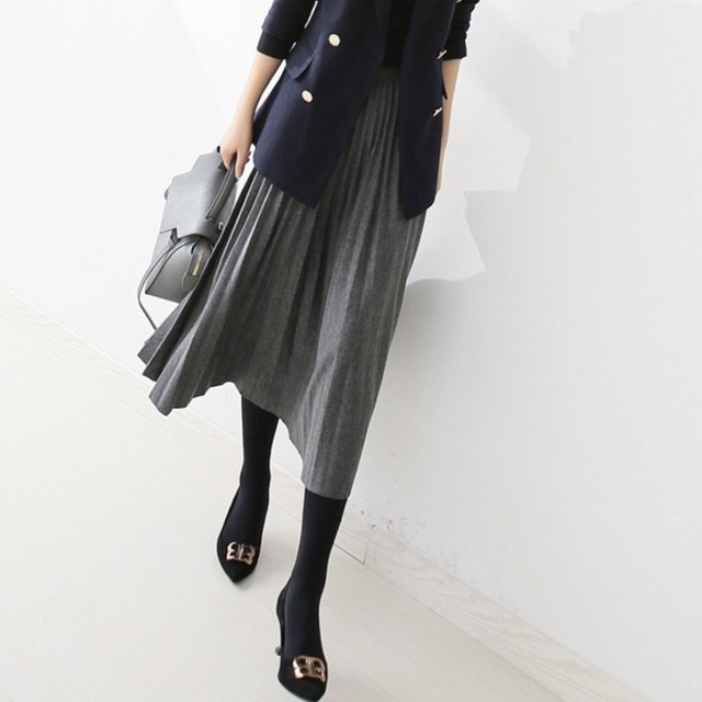 ミモレ丈プリーツAラインスカート 3color A00758
