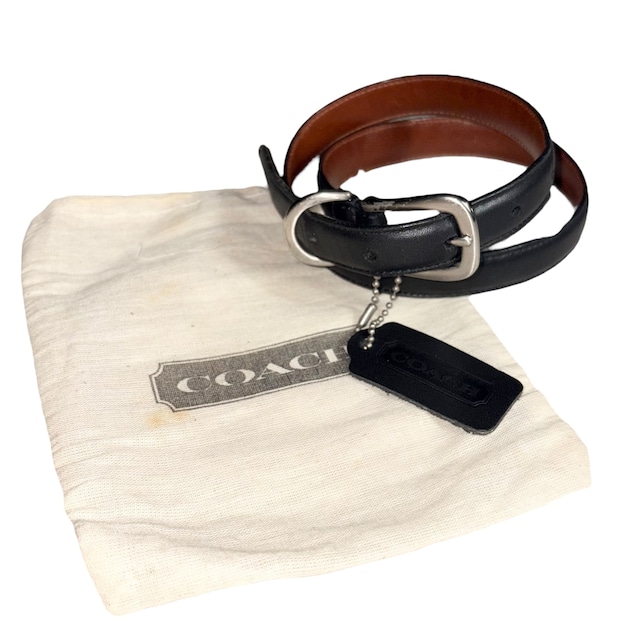 COACH black leather narrow belt
