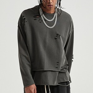 Oversize Damage Sweatshirt / オーバーサイズ ダメージ スウェット シャツ