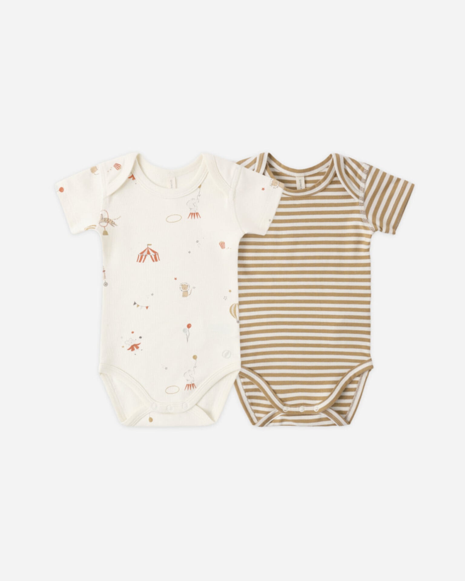 【QUINCY MAE】SHORT SLEEVE BODYSUIT PACK / CARNIVAL+HONEY STRIPE