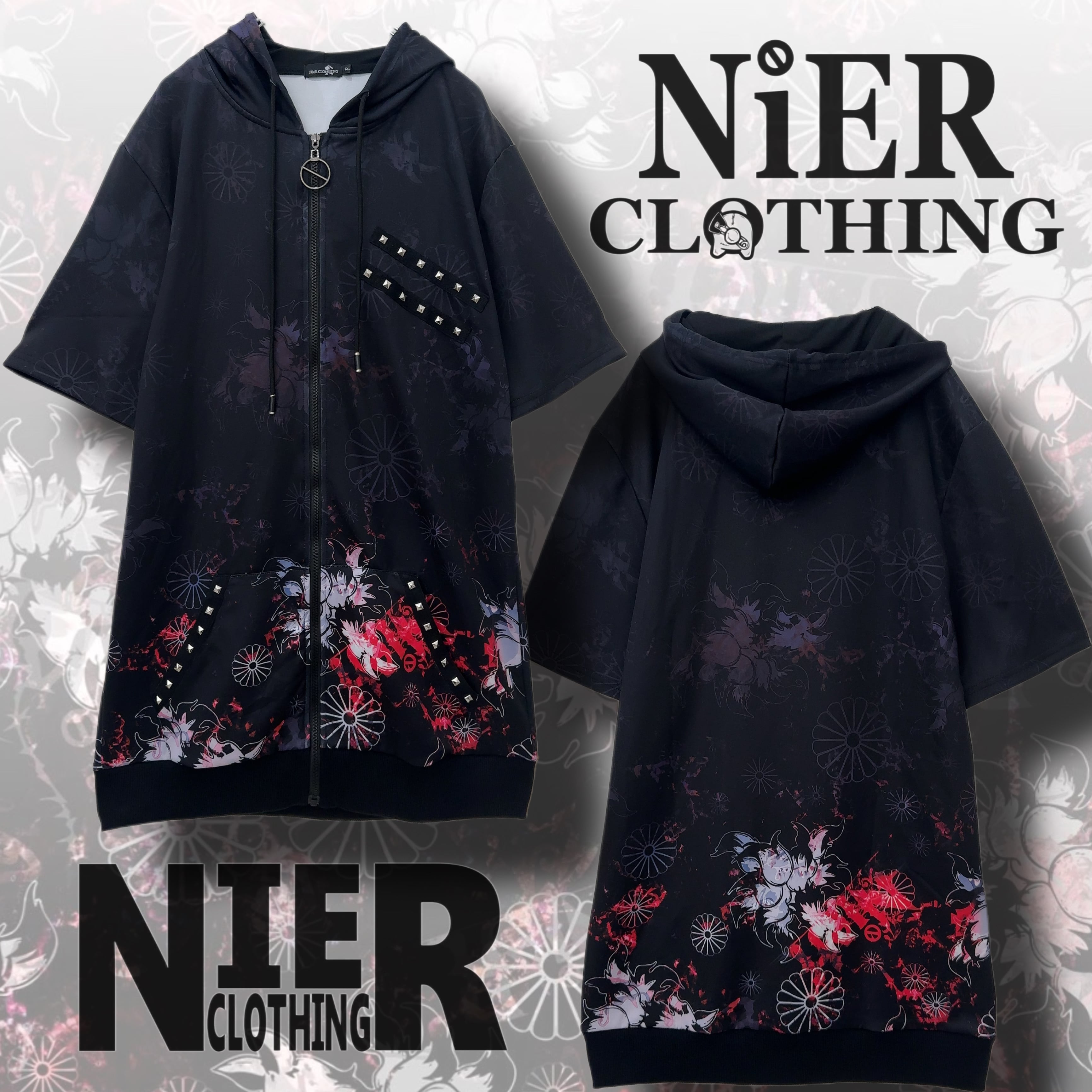 NieR STUDS付きHALF SLEEVE ZIP PARKA