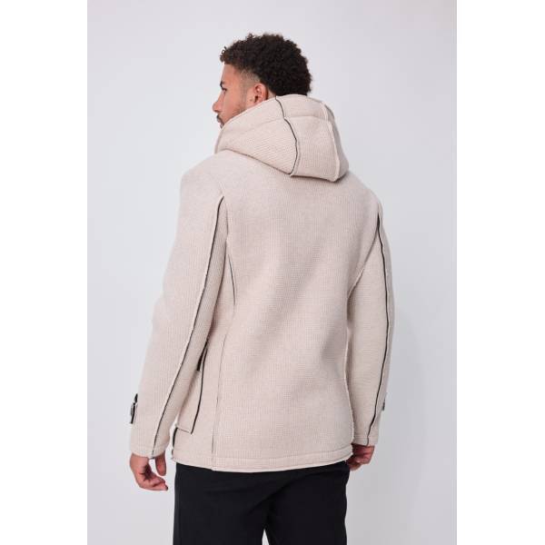 ベージュ ピケネオプレイン ハーフコート フードコート メンズアウター