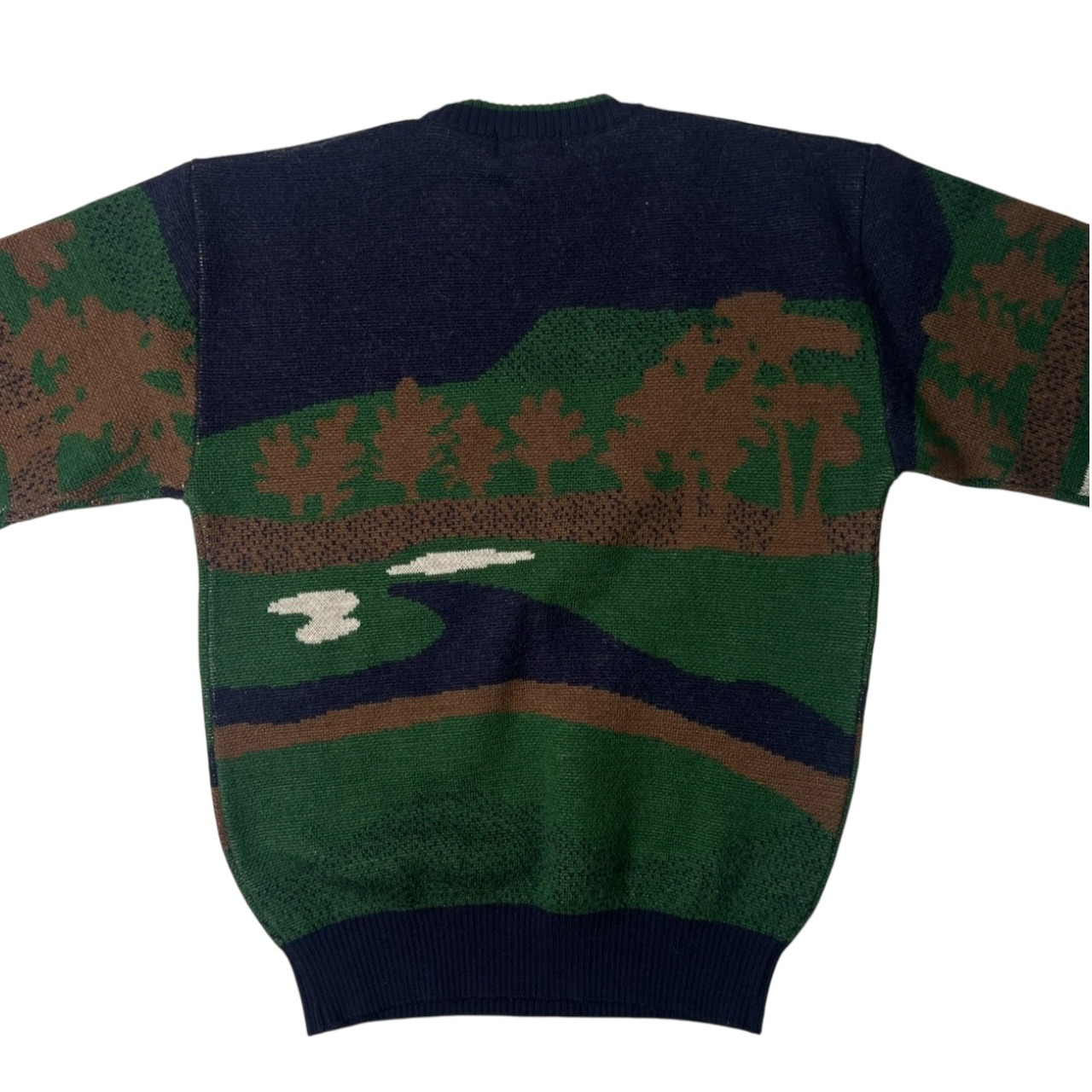 Munsingwear マンシングウェア ゴルフ 刺繍デザイン ウールセーター M/グリーン ネイビー