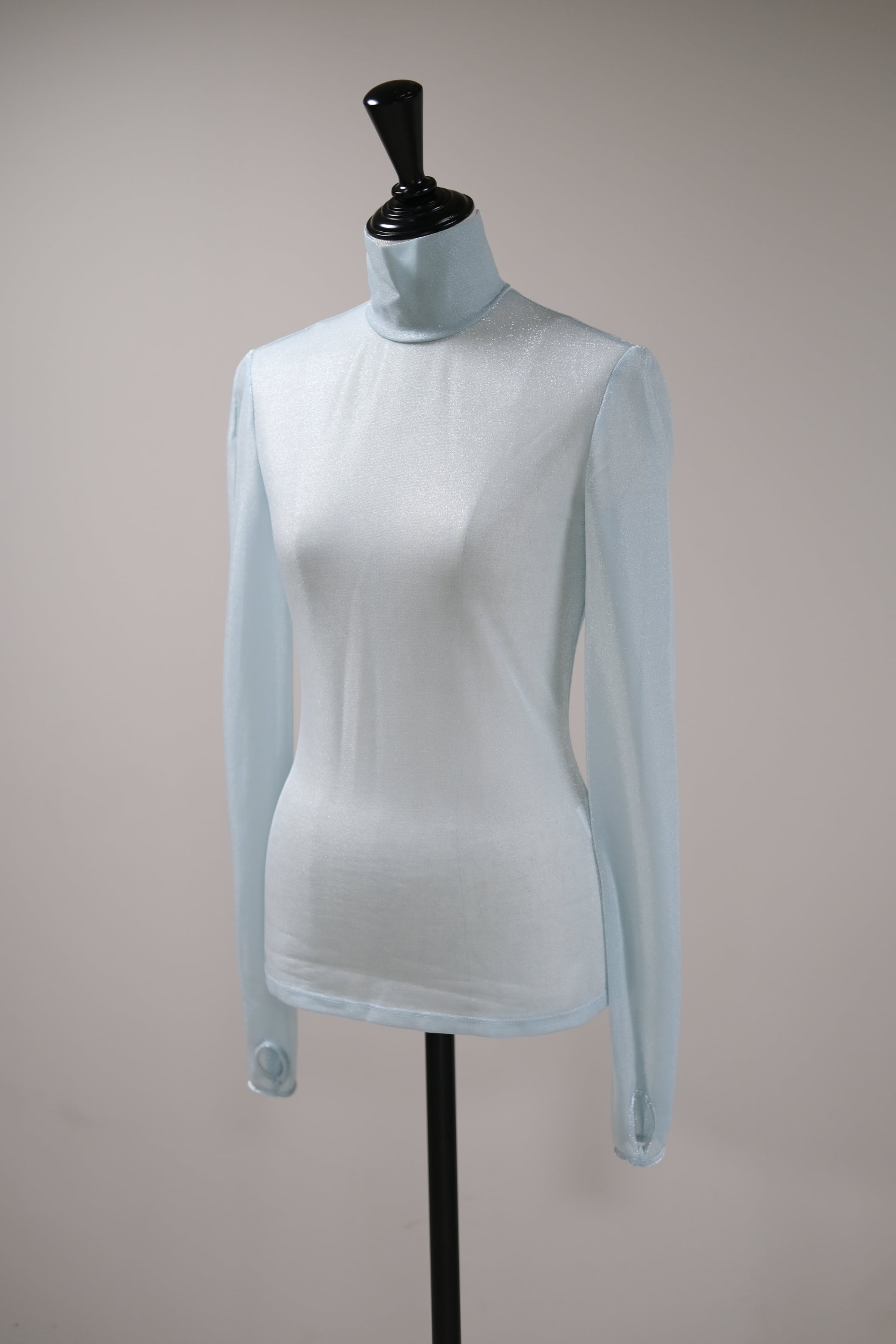 Mame Kurogouchi】Lamé Jersey High Neck Sheer Top - mintgreen - | loop