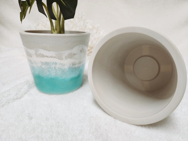 387.オーシャンレジンアート 植木鉢 穴なし