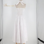フラダンス 衣装 T&L MUUMUU FACTORY ムームーファクトリー ワンピース ドレス ホワイト系 ハワイ製 ワンカラー ホルターネック きれい 上品 高級感 かわいい 華やか 鮮やか 明るい アロハ ハワイアンプリント フラ ダンス レッスン 練習
