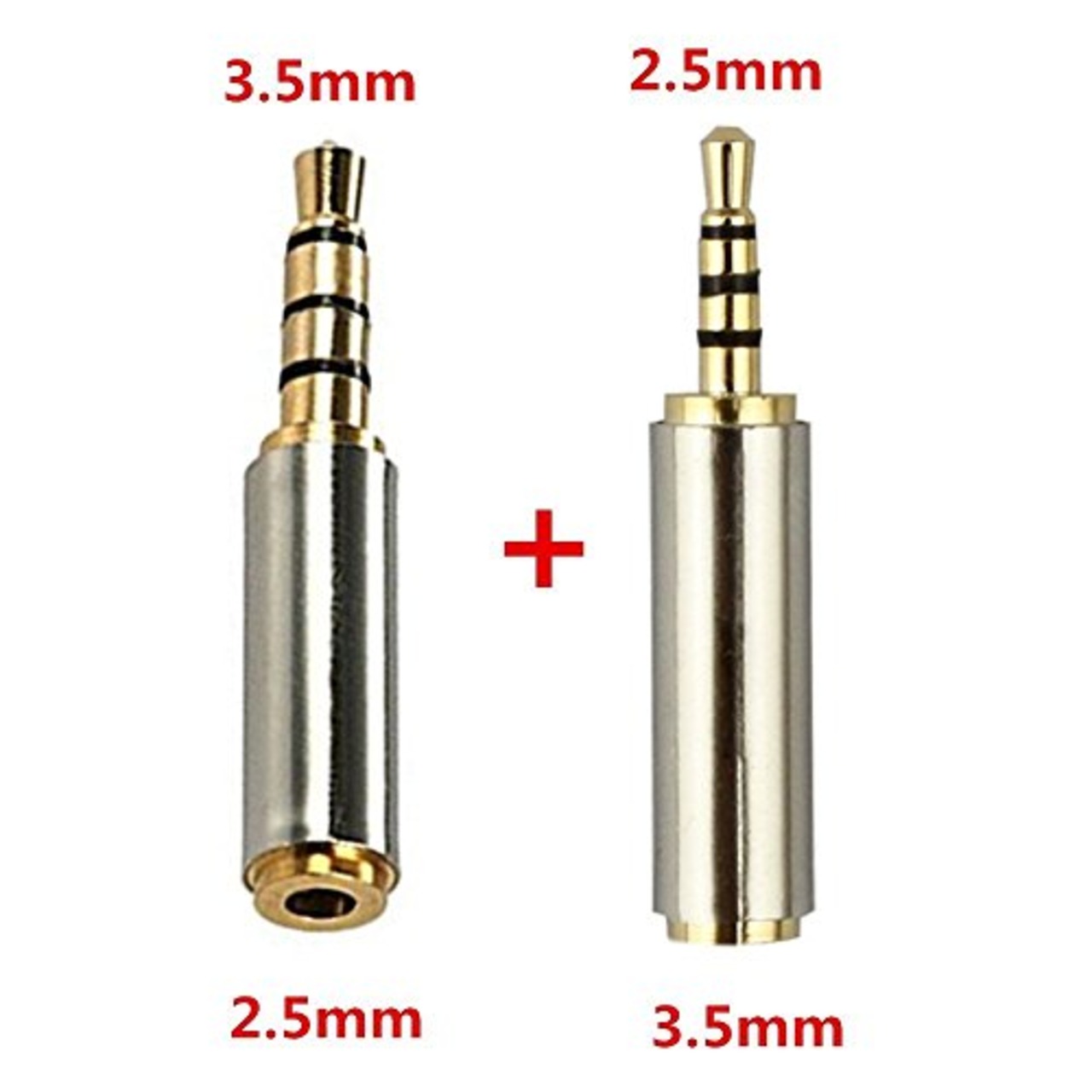Dosan 金メッキ端子 2.5mm オス- 3.5mm メス +3.5mm オス- 2.5mm メス オーディオ変換 超ミニ スマートフォン イヤホンジャック 変換アダプタ AV 2本組