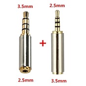 Dosan 金メッキ端子 2.5mm オス- 3.5mm メス +3.5mm オス- 2.5mm メス オーディオ変換 超ミニ スマートフォン イヤホンジャック 変換アダプタ AV 2本組
