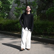 Leh(レー)GANKO別注×damage waffle L/S sweater コーディネート