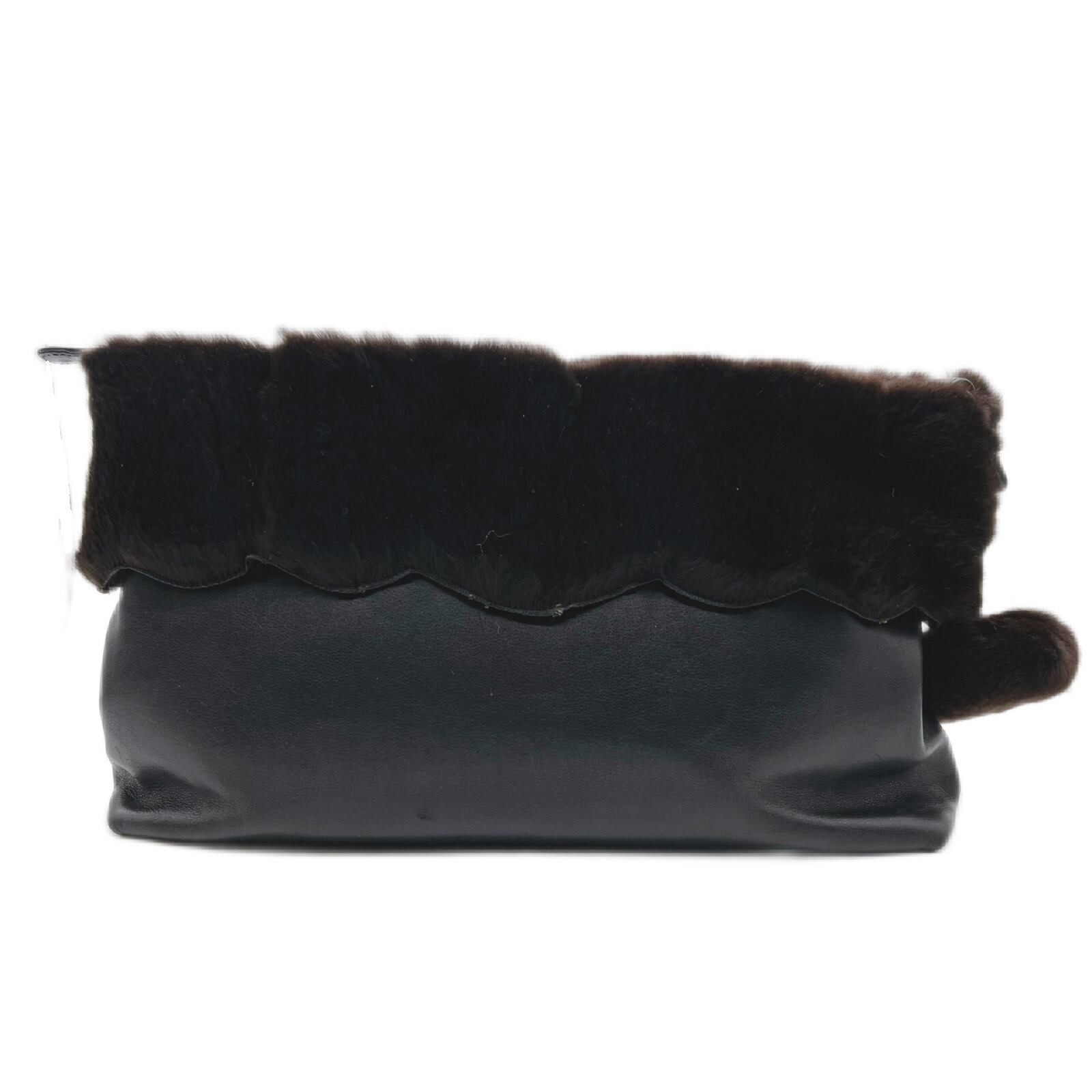 【 FENDI】 フェンディ レザー×ファー クラッチバッグ セカンドバッグ
