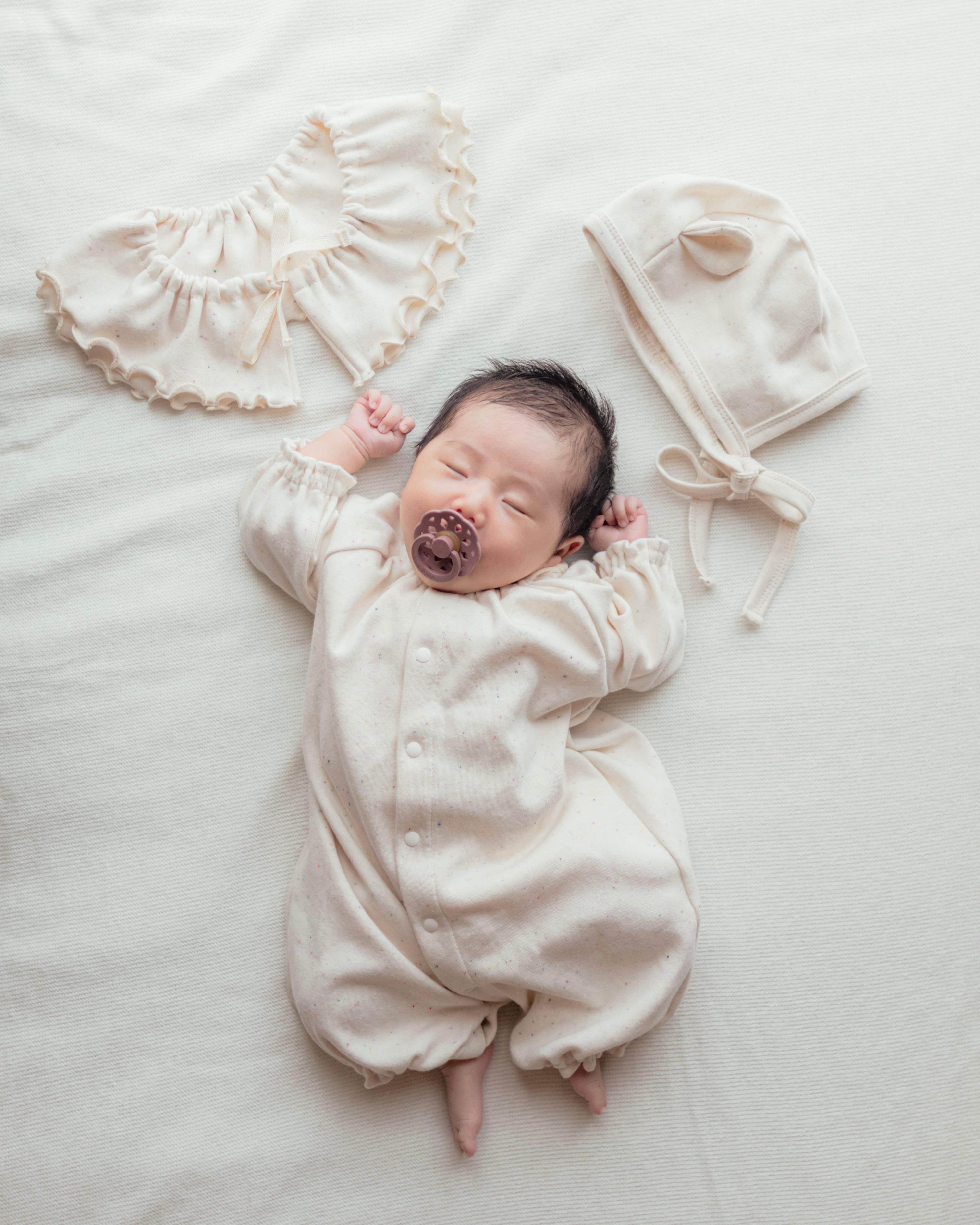 予約】confetti セレモニードレス・退院着 (半袖・長袖選択可) 日本製