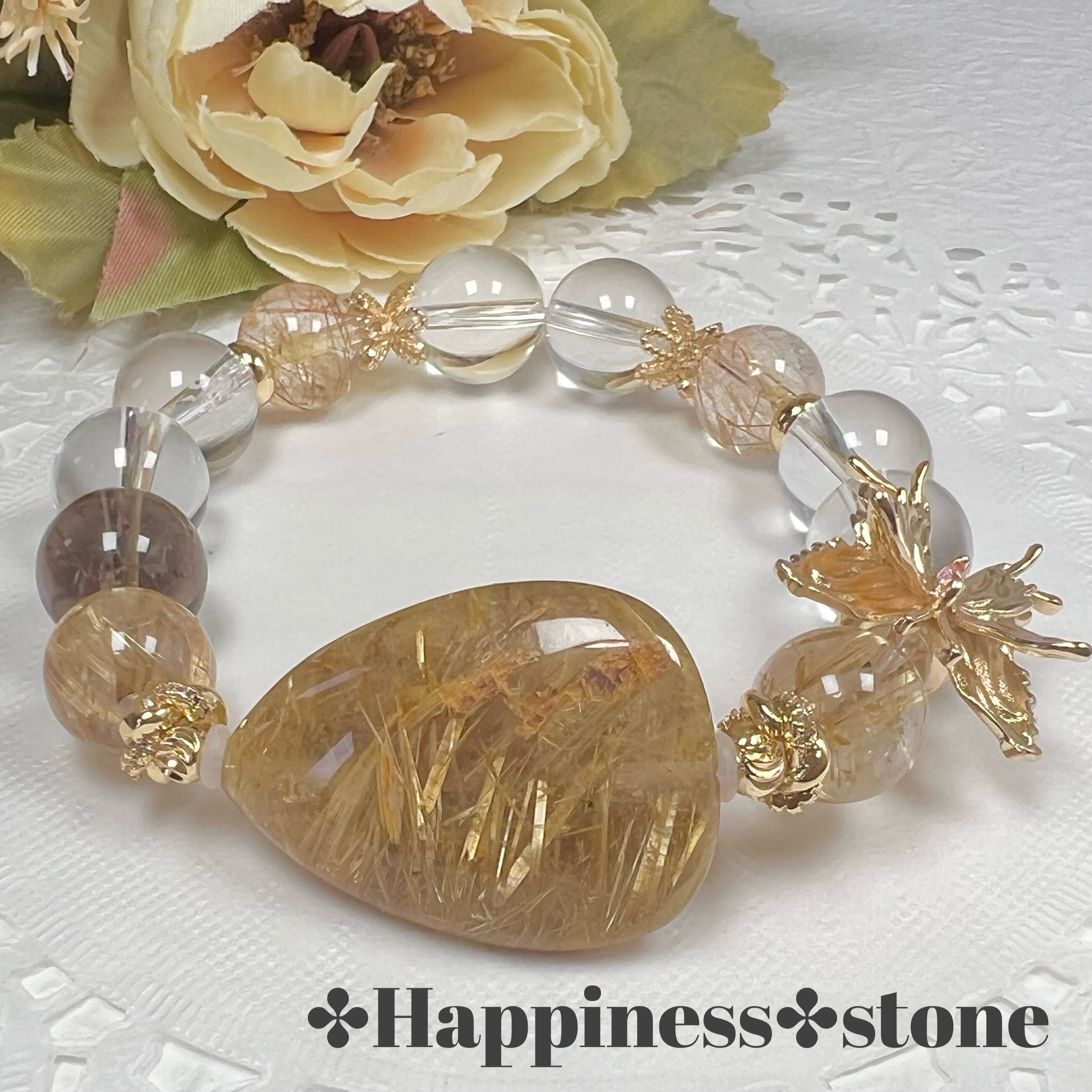 【タイチンルチル 雫 デザインブレスレット】❤︎送料無料❤︎天然石