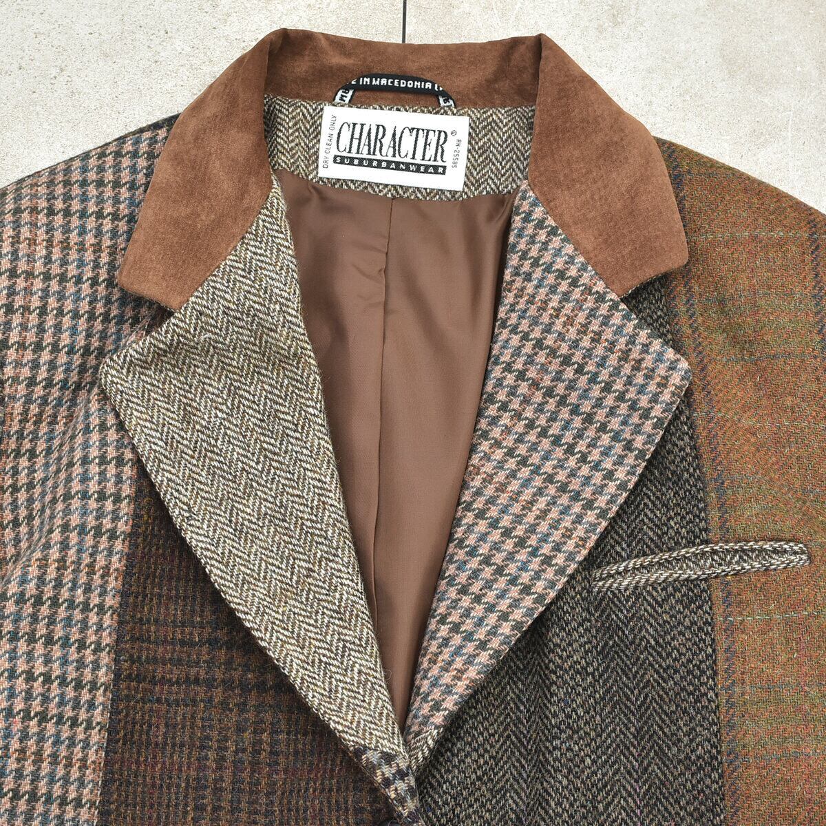 's CHARACTER crazy pattern tweed jkt   古着屋 grin days memory