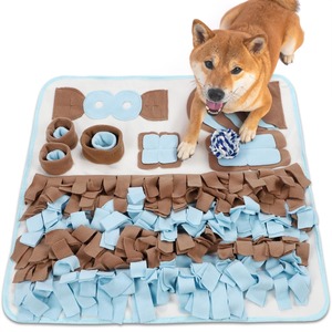 【人気】【ドッグトレーナー推薦・JPPMA認定品】ノーズワーク 犬 ノーズワークマット（紐ボール付き）｜早食い防止・嗅覚トレーニング［LaLa-Pets］ (ブルー)