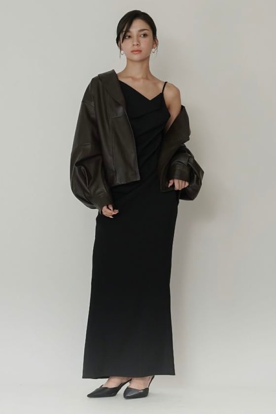 KINO THE KEI asymmetry drape cami dress アシンメトリー ドレープ