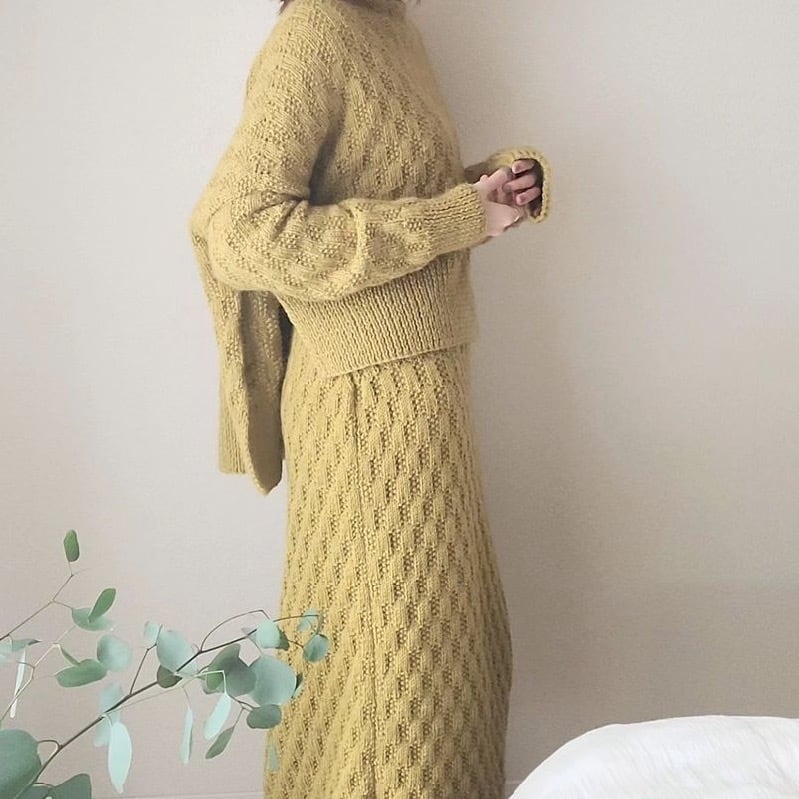 ミモザ模様のスカート（編み図つき）| Jul Knitting キット | ［hus