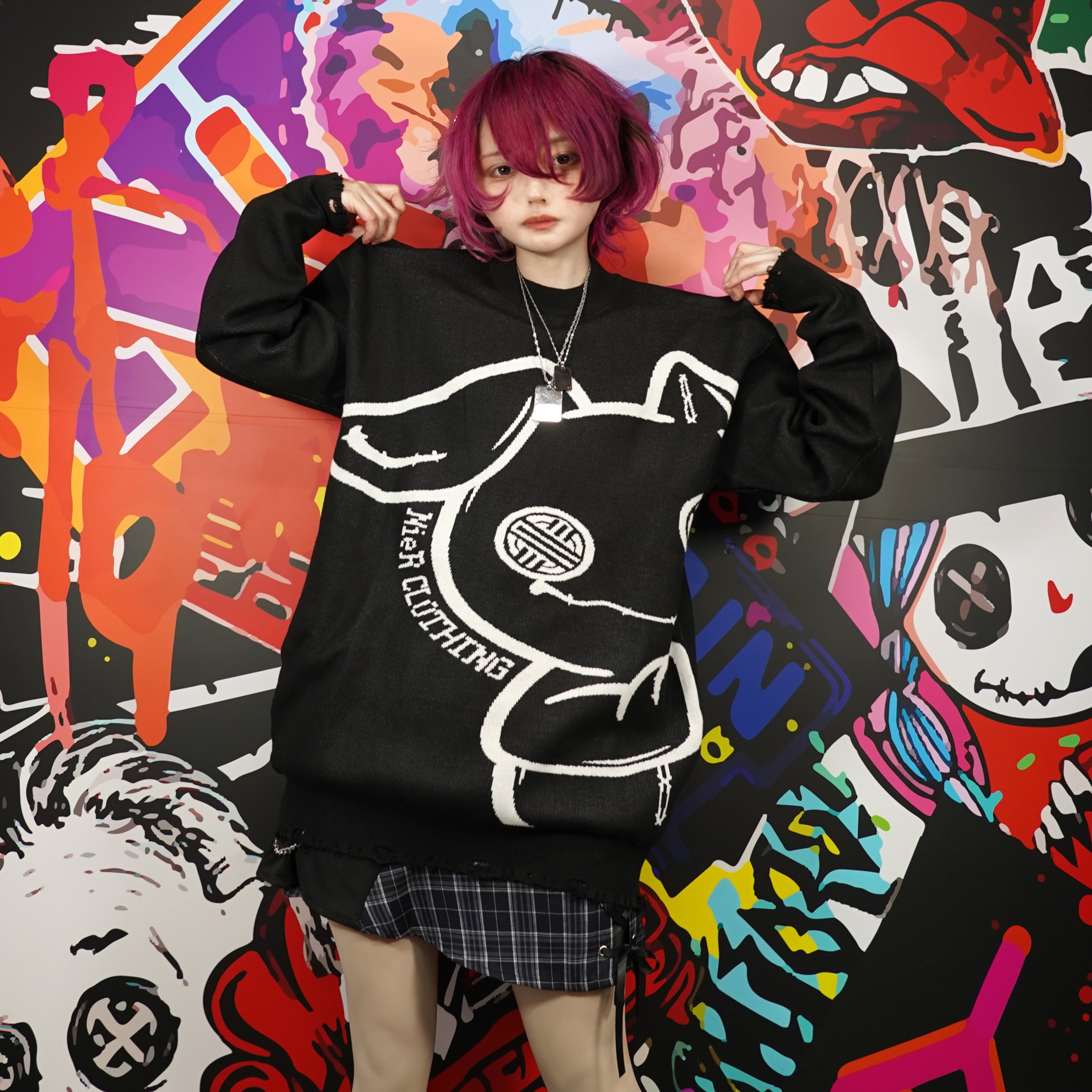 BIG NIER BLACK DAMAGE KNIT | NIER CLOTHING
