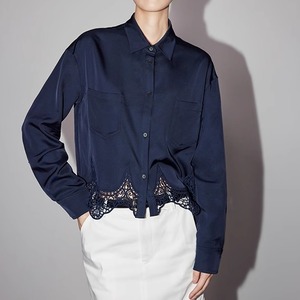 navy hem lace blouse＜t1836＞