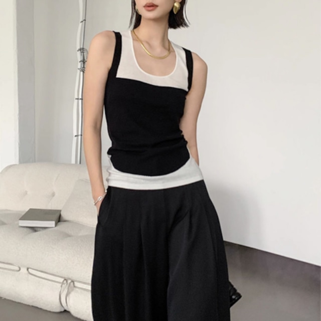 Contrast Knit Tank LA260706