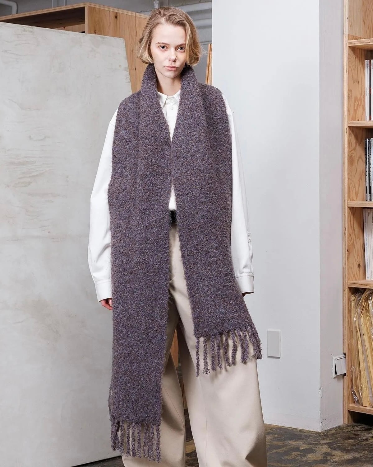 小物 [VOAAOV]FULLERS TEASEL BRUSHED KNITSCARF VOAAOV FULLERS TEASEL BRUSHED KNIT Muffler BROWN | nua