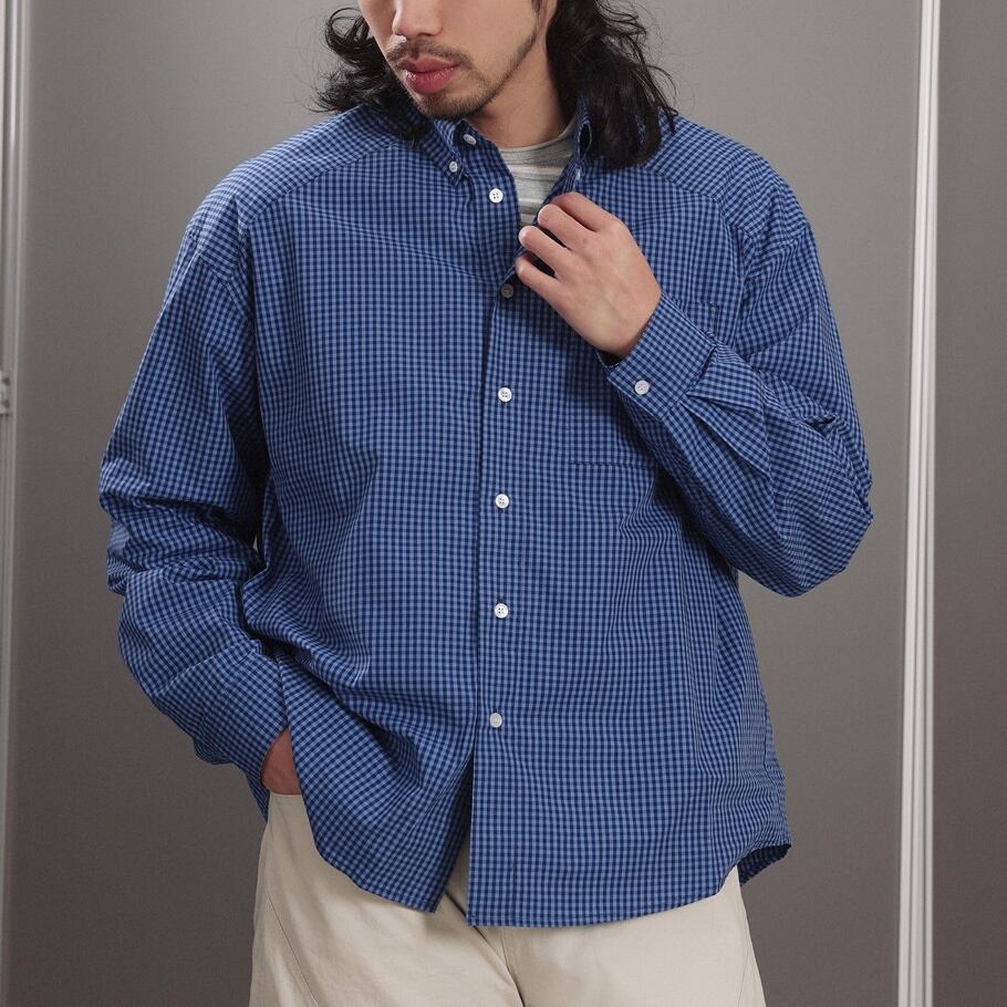 BLUEギンガム ボタンダウンシャツ a-1318