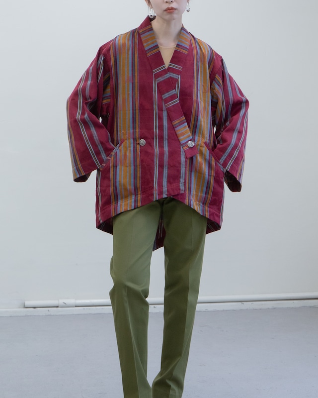 1980s European vintage - jacquard stripe kimono jacket