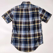 Gymphlex England ジムフレックス チェック BD ボタンダウン 半袖シャツ M/ブルー系 メンズ