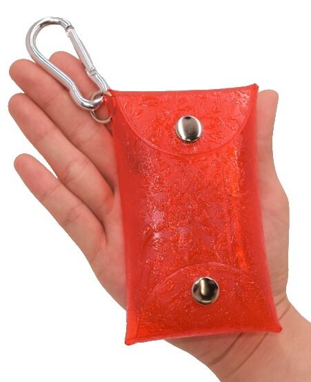 エンボス (ローズ柄) クリアケース 小物 透明 持ち運び (ピンク