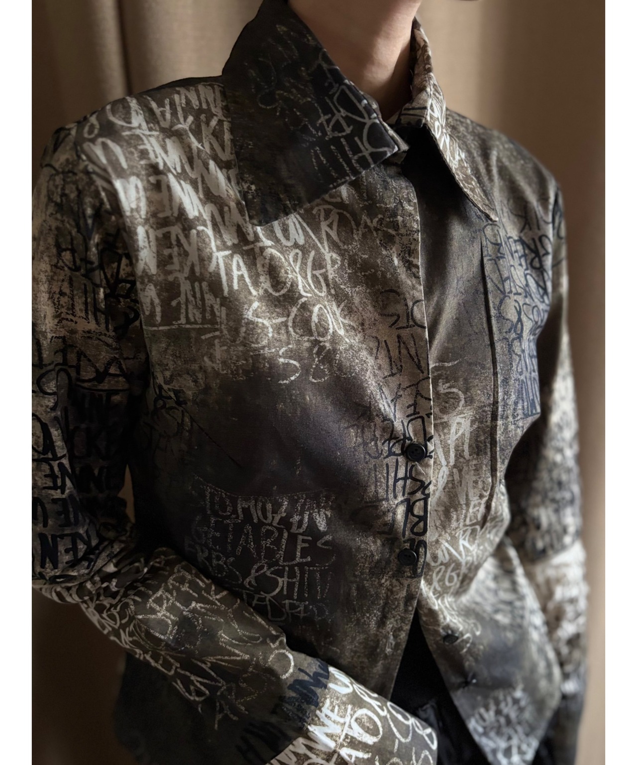 MADE IN ITALY alphabet pattern shirt-4853-8