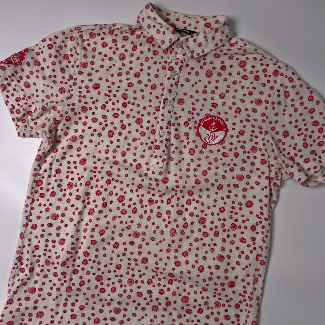 DRESS CODE INTERNATIONAL ドレスコードインターナショナル 総柄 半袖ポロシャツ 1/ホワイト レッド/ZOY