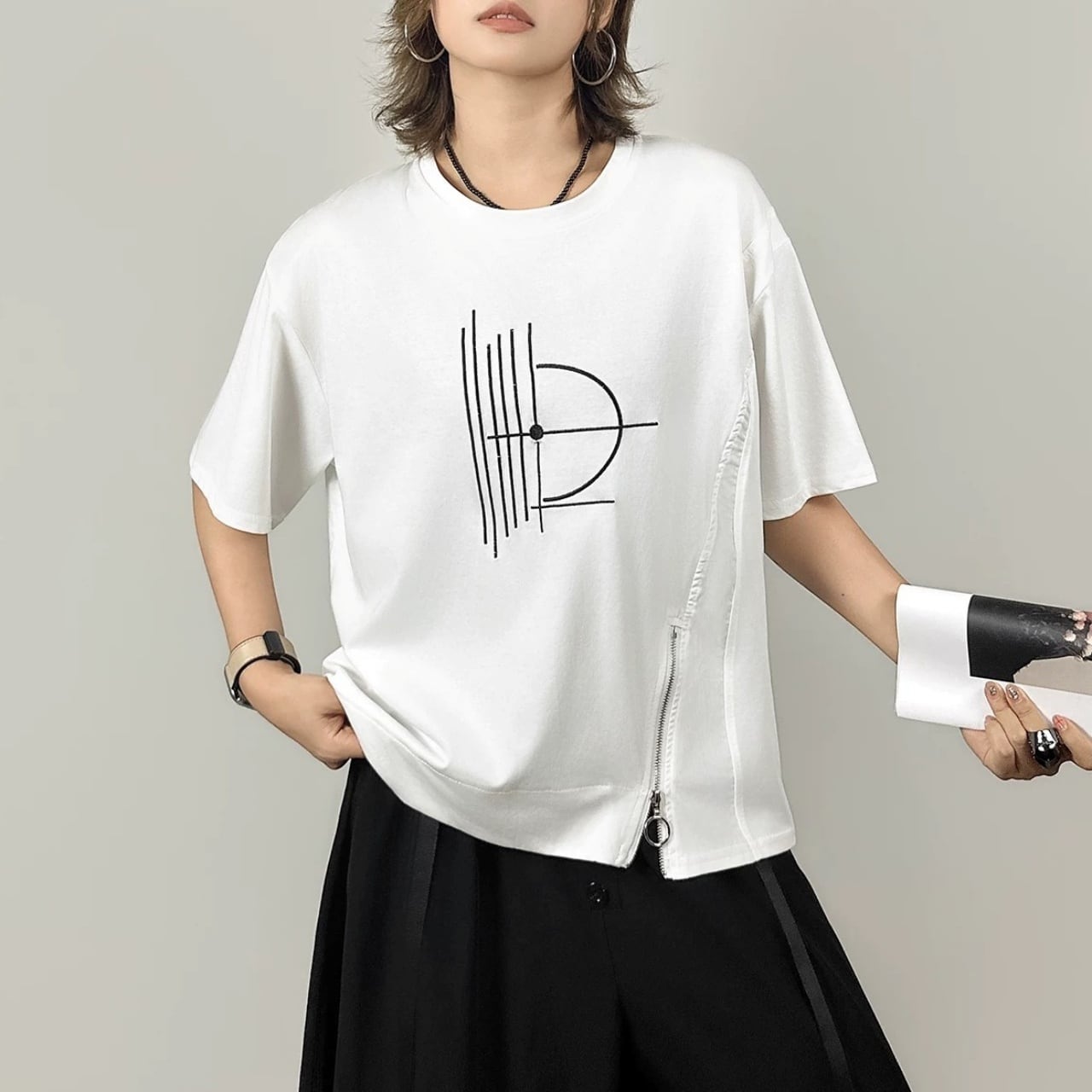 Geometric Embroidery T-shirt 01312