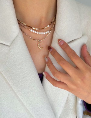 天然ピクチャージャスパー ムーンネックレス  真鍮18K金メッキ 天然石 唯一な存在