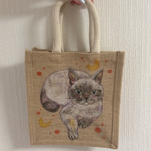 ペットちゃん似顔絵のジュートバッグのナチュふわバッグ　Sサイズ　